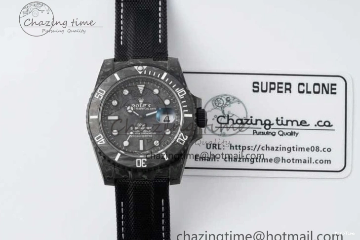 MiroTime 0210 AllSeason Submariner DIW Carbon VSF 1:1 Best Edition Black White Dial on Black Nylon Strap VS 2165